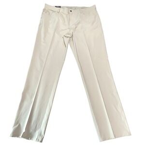 NWT Greg Norman Mens Performance Golf Pants Beige Stretch Waistband 38x32 Khaki